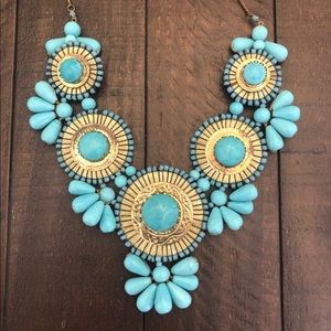 Faux turquoise statement necklace